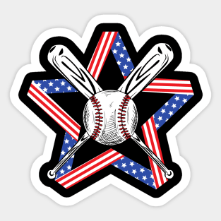 Baseball 4th of July Sticker